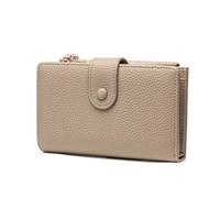 Frentree Portefeuille pour femme avec protection RFID, aspect cuir véritable, grand compartiment à monnaie, portefeuille avec fermeture éclair, bouton pression, avec boîte cadeau, taupe, Décontracté
