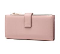 Frentree Portefeuille pour femme avec protection RFID, compartiments supplémentaires pour cartes, carte d'identité, monnaie, billets et téléphone portable, beaucoup d'espace, Rose, Décontracté