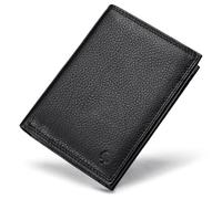 Frentree Portefeuille pour homme en cuir nappa avec protection RFID, 13 compartiments, format portrait, noir