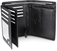 Frentree® Portefeuille pour Homme en Cuir Nappa avec Protection RFID, 15 Fentes pour Cartes, Porte-Monnaie Grand Format, Noir