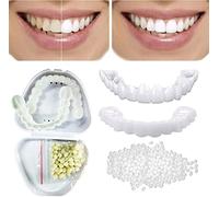 Frenzify 2 Paire Fausses Bretelles, Fausses Dents, Les Placages S'enclenchent en Haut Et en Bas pour Hommes Femmes, Placages De Dents pour Dents Manquantes