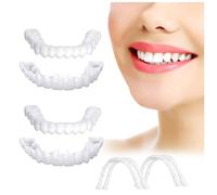 Frenzify 2 Paires Prothèse Dentaire Cosmétique, Instantanées Fausses Dents Prothèses Dentaires Provisoires pour Mâchoire Supérieure Et Inférieure pour Hommes Et Femmes (Blanc)