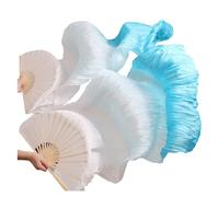 FREOJGU Éventail De Danse Orientale Enfant Femmes Venche Danse Ventilateur 1 Paire Gradient Couleur Dancer Pratique Longue Imitation Soie Ventilateurs de Soie(4,1 pair-210x90cm)