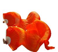 FREOJGU Éventail De Danse Orientale Éventails de Danse en Voile Soie Chinois Unisexe, 1 Paire d'éventails du Ventre, Couleur Pure, 180x90cm(Orange,150x90cm)