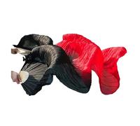 FREOJGU Éventail De Danse Orientale Éventails Longs de Danse en Soie véritable/Imitation, 1 Paire, Accessoires du Ventre Teints à la Main, 180x90cm(Color23,210cm Imitation Silk)