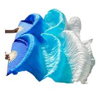 FREOJGU Éventail De Danse Orientale Handmade Women Silk Belly Dance Fan Real Veils 1 Pair(1,L-180cm-1pair(2pcs))