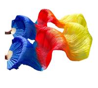 FREOJGU Éventail De Danse Orientale Handmade Women Silk Belly Dance Fan Real Veils 1 Pair(2,M-150cm-1pair(2pcs))