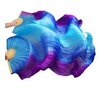 FREOJGU Éventail De Danse Orientale Handmade Women Silk Belly Dance Fan Real Veils 1 Pair(Green,XXL-280cm-1pair(2pcs)