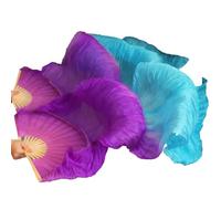 FREOJGU Éventail De Danse Orientale Handmade Women Silk Belly Dance Fan Real Veils 1 Pair(Purple,XXL-280cm-1pair(2pcs)