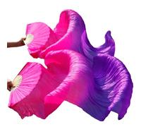 FREOJGU Éventail De Danse Orientale Voiles de Soie Chinois, Paire d'éventails Danse du Ventre, mélange Couleurs(5,M-150cm-1pair(2pcs))