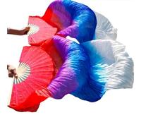 FREOJGU Éventail De Danse Orientale Voiles de Soie Chinois, Paire d'éventails Danse du Ventre, mélange Couleurs(Light Purple,L-180cm-1pair(2pcs))