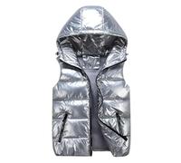 FREOJGU Gilet En Duvet Hommes hiver couleur vive gilet hommes gilet veste gilet BodyWarmer léger vers le bas manteau hiver tissu(Silver,4XL)