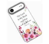 Frepstudio Compatible avec iPhone 17 Air, coque de protection d'appareil photo pour filles et femmes, verset de la Bible avec fleurs florales roses, citations inspirantes, psaume 18:2, compatible avec