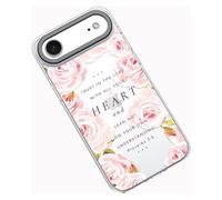 Frepstudio Compatible avec iPhone 17, coque de protection d'appareil photo pour filles et femmes, verset de la Bible avec fleurs roses, citations inspirantes, proverbes 3:5, compatible avec iPhone 17