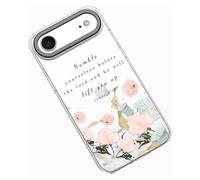 Frepstudio Compatible avec iPhone 17, coque de protection pour appareil photo pour filles et femmes, verset de la Bible, fleurs de lys roses, citations inspirantes de James 4:10, compatible avec