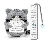 Frère Cadeaux Marque-pages Crochet Mignon Chat 2 Pièces Set Anniversaire Noël Diplôme Inspirant Part de Frères Sœurs Hommes Adolescents Aller à l'université Entrer dans un Nouvel Emploi Positif