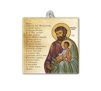 Frères Bonella | Carrelage en céramique avec saint Joseph et enfant Jésus dans une boîte cadeau 10 x 10 cm | Made In Italy