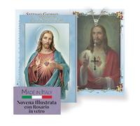 Frères BONELLA - Neuvaine au Sacré-Cœur de Jésus avec illustrations en couleurs - Neuvaine avec chapelet en verre inclus - Brochure 24 pages à prier