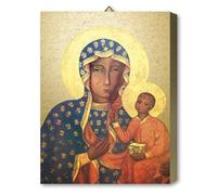 Frères Bonella | Planche en mélaminé de chêne doré représentant Notre-Dame de Czestochowa 19.7 x 25 cm | Made in Italy