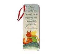 Frères Bonella | Signet Religieux avec le Petit Prince et son amie renard fabriqué avec des fibres de bois également utilisé comme Fermer le paquet avec cordon rouge | Fabriqué en Italie