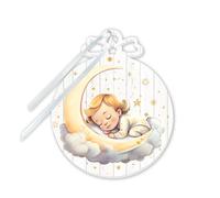 Frères Bonella | Suraculla en forme de boule pour décorer la chambre avec un petit ange qui dort sur la Lune f.to 12,5 x 15 cm | Made in Italy