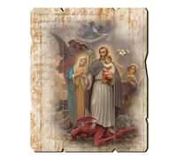Frères Bonella | Tableau en bois moulé style vintage de Saint Joseph protecteur de la Sainte Famille f.to 10,7 x 13,3 cm | Made in Italy