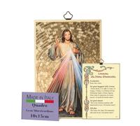Frères BONELLA - Tableau Jésus Miséricordieux et Couronne à la Divine Miséricorde en Italien - Bois MDF de Peuplier - Religieux pour Chambre à Coucher 8 mm x 10 cm x 15 cm - Made in Italy