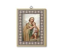 Frères Bonella | Tableau sacré sur bois MDF de peuplier 6 mm Saint Joseph et Jésus Enfant f.to 15 x 20 cm | Fabriqué en Italie