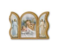 Frères Bonella | Triptyque de dévotion en bois avec l'ange gardien f.to 6x9cm | Made in Italy