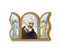 Frères Bonella | Triptyque de dévotion en bois de Padre Pio f.to 6x9cm | Made in Italy