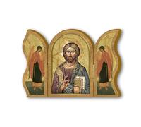 Frères Bonella | Triptyque dévotion en bois de l'Icône de Jésus Maître f.to 6x9 cm | Made in Italy