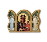 Frères Bonella | Triptyque dévotion en bois de Notre-Dame de Czestochowa f.to 6x9cm | Made in Italy