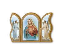 Frères Bonella | Triptyque dévotion en bois du Cœur Immaculé de Marie f.to 6x9 cm | Made in Italy