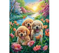 Frères Golden Retriever Puzzles 300 Pièces pour Adultes Educa Moderne Décoration Intérieure Relaxant Famille Jeu De Réflexion Cadeau De Fête 300 PCS