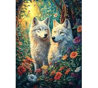 Frères Loups Blancs 1000 Pieces Casse-tête pour Ado en Carton Haute Densité Épais Animaux de Paysage Naturel Facile Débutant Jeu De Société Soirée Entre Amis Cadeau Fête des Pères 1000 PCS