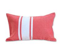 Frescobol 1946 Oreiller de Plage Gonflable en Fouta, 100% Coton, Rouge Pastel et Blanc, 40x26 cm, avec Coussin PVC Amovible