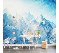 Fresh And Beautiful Winter Alpine Snowy Landscape Papier Peint 3D Installation Facile Intissé Tapisserie Bureau Salon Canapé Chambre Décoration Murale-250cm×170cm