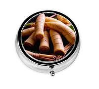 Fresh Bamboo Shoots Pilulier portable à 3 compartiments, peut être mis dans un portefeuille, une poche, léger et pratique, mini boîte à pilules ronde