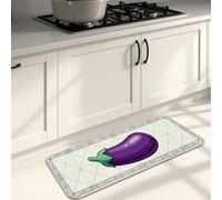 Fresh & Bold Tapis de cuisine doux pour sol, violet aubergine et feuille, coussin de printemps, confortable, lavable pour évier de cuisine, salle de bain, 40,6 x 119,4 cm