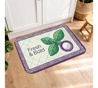 Fresh & Bold - Tapis de cuisine doux pour sol, violet aubergine et feuille, coussin printanier, confortable, lavable pour éviers de cuisine, salle de bain, 50,8 x 78,7 cm