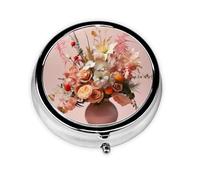 Fresh Bouquet Pilulier portable, 3 compartiments, peut être mis dans un portefeuille, une poche, léger et pratique, mini boîte à pilules ronde