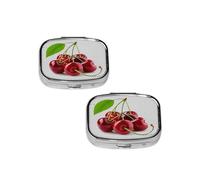Fresh Cherry - Pilulier portable à 2 compartiments - Petit pilulier en métal - Cadeau idéal pour toute personne dans le besoin