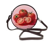 Fresh Cut Tomato Sac à bandoulière rond en cuir pour femme