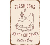 Fresh Eggs And Happy Chickens Love Chicken Decoration Sing For Chicken Coop Chicken Eggs Chicken Coop Chicken Coop Decoration Car Logo Affiche en métal vintage 20,3 x 30,5 cm