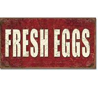 Fresh Eggs for Sale Farm Market Kitchen Décoration murale rustique Plaque en métal 20,3 x 30,5 cm