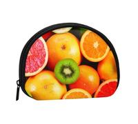 Fresh Fruit Mini porte-monnaie en forme de coquillage - Portefeuille compact à fermeture éclair pour pièces de monnaie, clés et petits objets