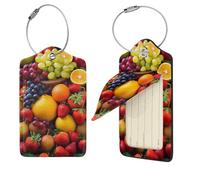 Fresh Fruits Étiquette de bagage pour valise en cuir synthétique avec boucle en acier inoxydable et carte d'adresse, étiquettes de bagages, étiquettes mignonnes pour sac, étiquettes de voyage