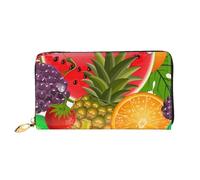 Fresh Fruits Portefeuille en cuir pour téléphone portable, carte de crédit, argent avec poche zippée, noir, taille unique, Noir/blanc, One Size