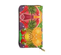 Fresh Fruits Portefeuille long en cuir imprimé ananas - Portefeuille personnalisé tendance, plusieurs emplacements pour cartes, prêt à offrir, noir, One Size