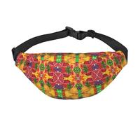 Fresh Fruits Sac banane en polyester imprimé ananas pour homme et femme avec sangle réglable pour voyage, marche, sport, Noir , Taille unique